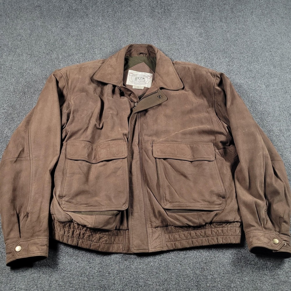 Vtg John Ashford Jacket Men Medium Brown Leather Bomber Quilted Lined Korea READ